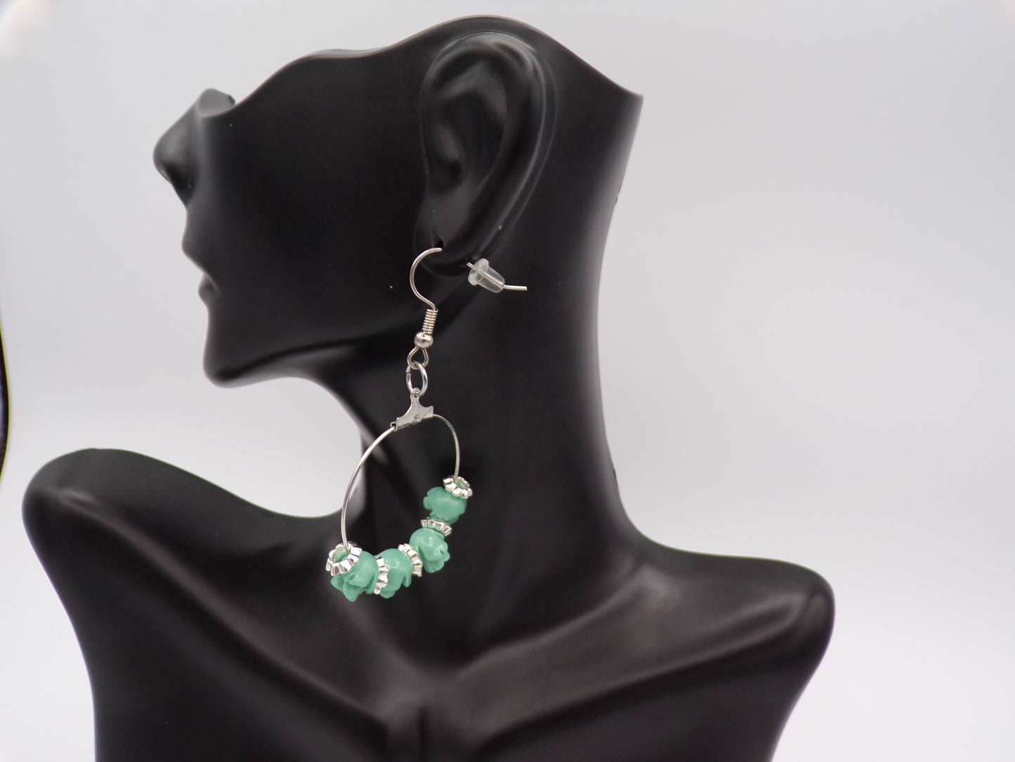 Turquoise rose earrings